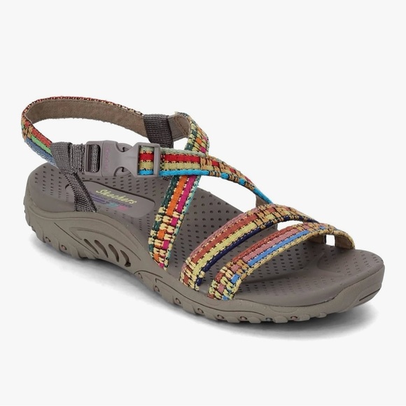 Skechers Reggae-Sew Me Sandals MultiColor Strappy Sandals Excellent WOMEN’S 7 - Picture 1 of 14